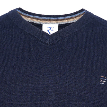 R2 Navy V-Neck Pullover for Men - Classic & Comfortable Knitwear