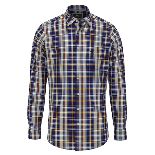 Fynch-Hatton Navy Check Pattern Premium Cotton Shirt