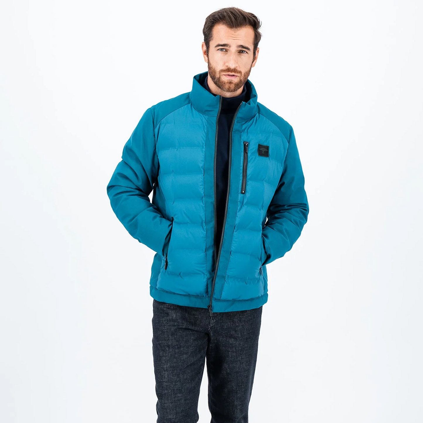 Fynch-Hatton Dark Teal Soft Zip Up Jacket with Practical Pockets