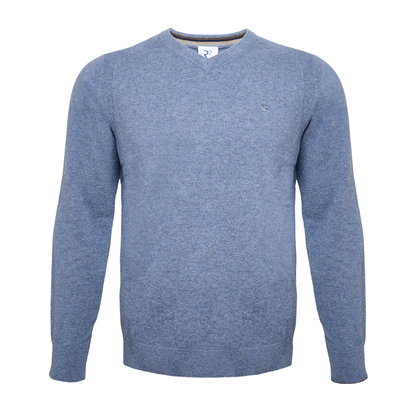 R2 Mid Blue V-Neck Pullover for Men - Stylish & Versatile Knitwear