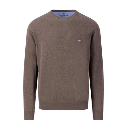 Fynch-Hatton Brown Jumper Crew Neck 100% Cotton