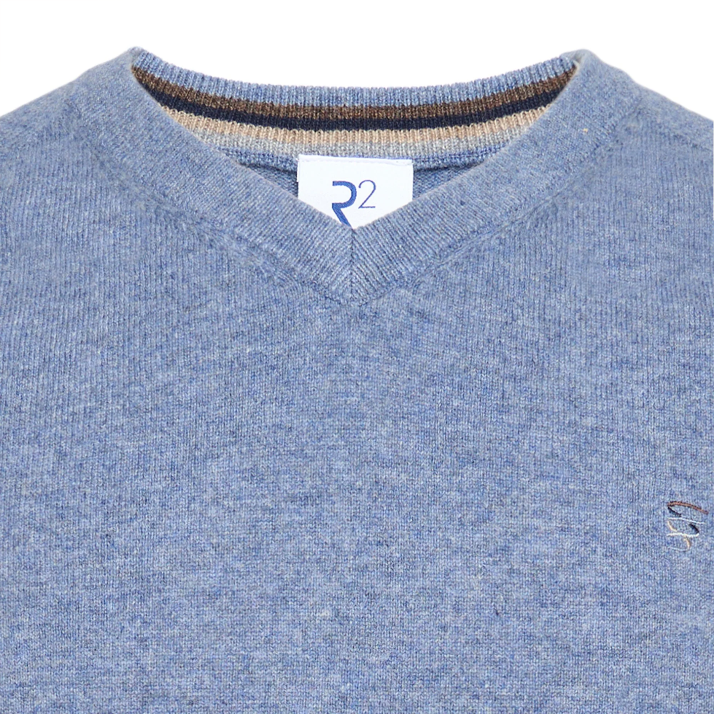 R2 Mid Blue V-Neck Pullover for Men - Stylish & Versatile Knitwear