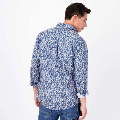 Fynch-Hatton Men's Long Sleeve Navy Floral Print Shirt