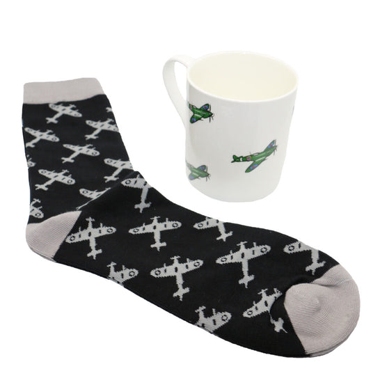 Dalaco Black Spitfire Mug & Sock Gift Set for Men