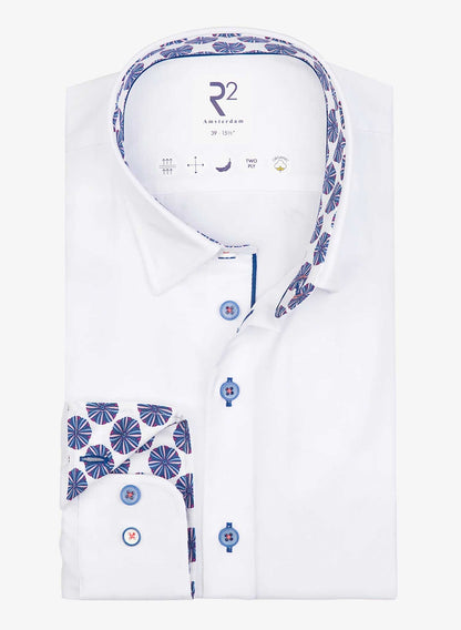 R2 Men's White Shirt Long Sleeve Balloon Trim R2 Amsterdam