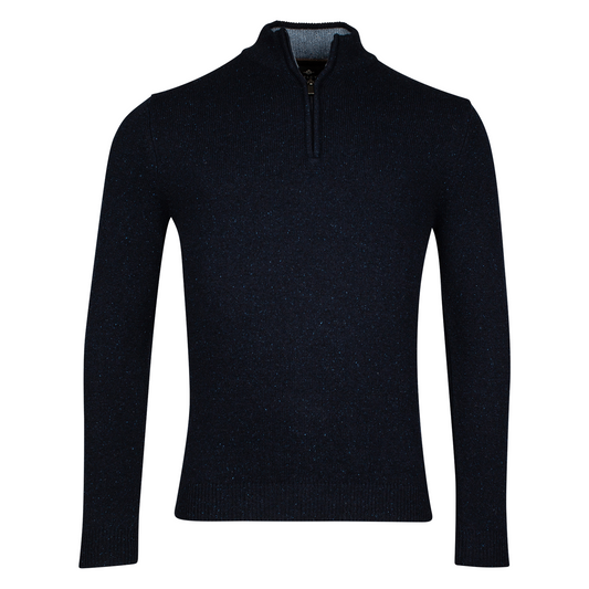 Baileys Men's Navy Wool Blend Quarter-Zip Knit Jumper