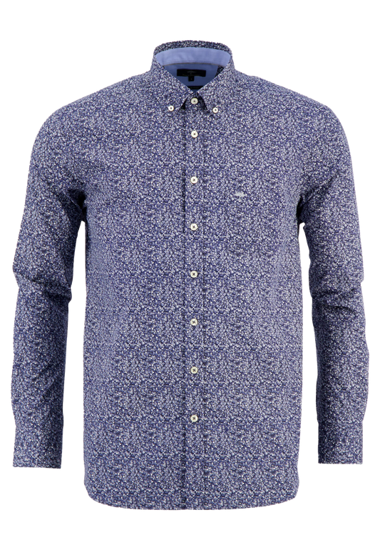 Fynch-Hatton Fancy Prints Long Sleeve Shirt Navy