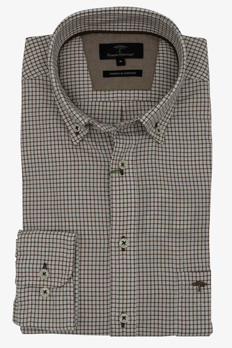 Fynch-Hatton Premium Oxford Check Bown Long Sleeve Shirt